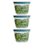 Rubber maid Storage Containers, Easy Find Lids, Teal, 7 cup, Flex & Seal, Leak Proof Lids, Food Storage Set, Clear Meal Prep Flex Containers, 3 Piece Bundle Set - size: 7 Cup