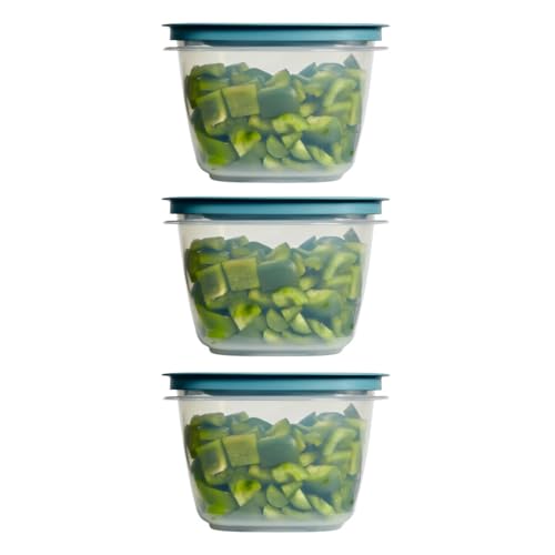 Rubber maid Storage Containers, Easy Find Lids, Teal, 7 cup, Flex & Seal, Leak Proof Lids, Food Storage Set, Clear Meal Prep Flex Containers, 3 Piece Bundle Set - size: 7 Cup