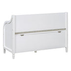 Knocbel Rustic Entry Storage Bench with Hidden Compartments and Removable Cushion, Wooden Entryway Hallway Foyer Shoe Bench Bedroom End of Bed Bench (White and Beige) - color: White and Beige