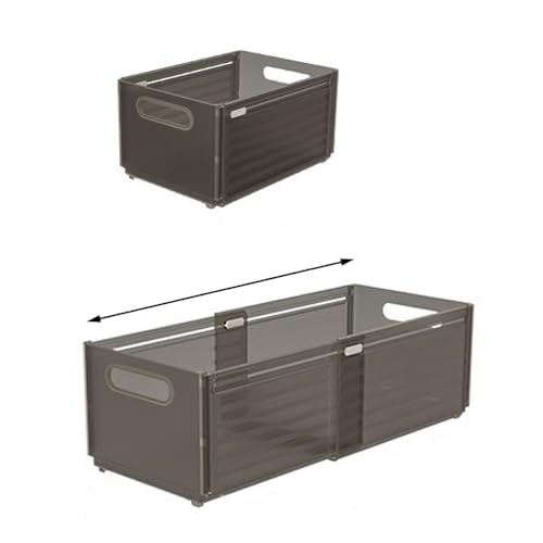 Foldable Storage Bins, 2 Pack Plastic Expandable Boxes for Organizing, Adjustable from 11-18.8" Drawer Organizers Separators Dividers for Bedroom Kitchen Utensils Tools Closet，Large Grey - color: 2 Large Grey