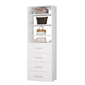 ROOMTEC Modular Closet System, 31.5" 4 Drawer Shelf Closet Tower Wall-Mounted Closet Organizer, Wooden Tower for Walk-In Closets, Wardrobe Storage Kit, White - size: 31.5" Wide, style: Model 8