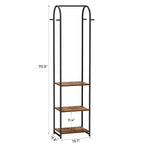 Garment Rack, Coat Rack With 3 Shelves and 4 Hooks, 71" H Clothes Stand For Hanging Clothes, Hanging Rod For for Bedroom, Hallway, Entryway, Office, Living Room, Rustic Brown and Black - color: Rustic Brown and Black, style: with Arched Top