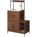 HOOBRO Litter Box Enclosure, Litter Box Furniture with Storage, 2-in-1 Hidden Cat Furniture with Shelf, 2 Dangling Plush Balls and 1 Toy Ball, Large Wooden Cat Washroom, Walnut WL78MW01 - color: Walnut