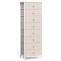 Crestlive Products Tall Dresser, 8-Drawer Fabirc Storage Tower, Chests of Drawers - Vertical Organizer Unit for Bedroom, Hallway, Entryway, Nursery, Closets - Steel Frame, Wood Top & Handles (Beige) - color: Beige, style: Narrow-8 Drawers