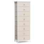 Crestlive Products Tall Dresser, 8-Drawer Fabirc Storage Tower, Chests of Drawers - Vertical Organizer Unit for Bedroom, Hallway, Entryway, Nursery, Closets - Steel Frame, Wood Top & Handles (Beige) - color: Beige, style: Narrow-8 Drawers