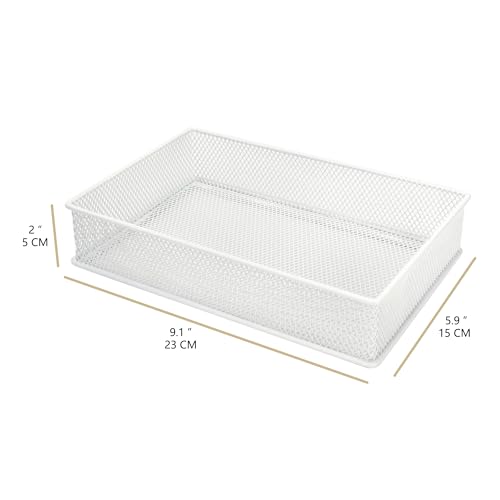 Annova Mesh Stackable Drawer Cabinet and Shelf Organizer Bins Storage Basket School Office Supply Holder Tray- Set of 2 (White, 6x9x2 Inch) - color: White, size: 6x9x2 Inch