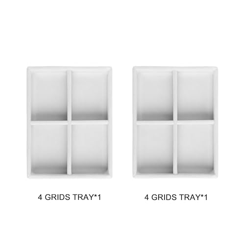 Frebeauty Small Jewelry Tray Set,Stackable Velvet Jewelry Organizer Tray,Mini Jewelry Drawer Organizer,Drawer Inserts,4.92 x 3.74 x 0.9 Inches,4 Grid Earring Organizer for Women(Set 2,White) - color: White, size: 4 Grids Set 2