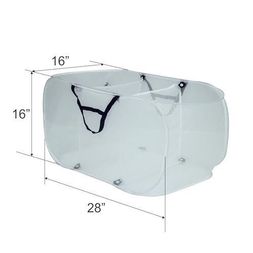 Pop-Up Mesh Triple Sort Laundry Basket with Three Compartments, White, 16" x 16" x 28"