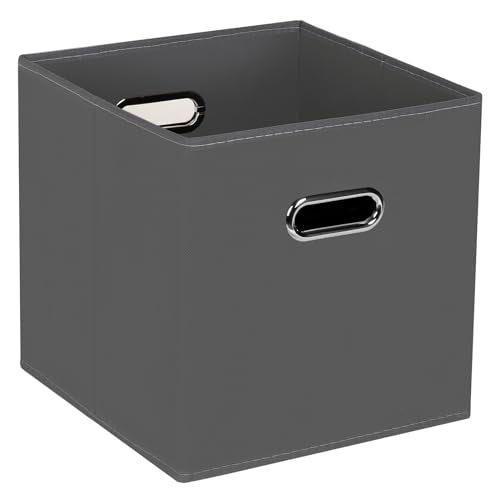 STOREONE Fabric Storage Bins Cubes Baskets Containers-(11X11X11) with Dual Handles for Shelf Closet, Nursery Home ， Bedroom Organizers, Foldable Set of 1 (grey) - color: Grey, size: 1 pack