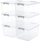Citylife 6 Packs 32 QT Plastic Storage Bins with Lids Large Stackable Storage Containers for Organizing Clear Storage Box for Garage, Closet, Kitchen - size: 32 Qt - 6 Packs