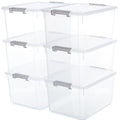 Citylife 6 Packs 32 QT Plastic Storage Bins with Lids Large Stackable Storage Containers for Organizing Clear Storage Box for Garage, Closet, Kitchen - size: 32 Qt - 6 Packs