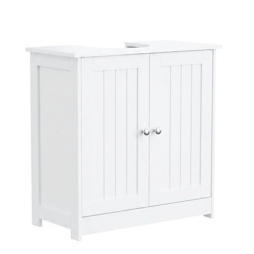 Bonnlo Pedestal Sink Storage Cabinet with 2 Doors Traditional Under Sink Cabinet Bathroom Space Saver Organizer with Adjustable Shelf White 23 5/8" W x 11 7/16" D x 23 5/8" H - color: White