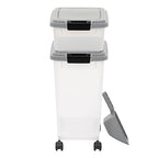 Amazon Basics 3-Piece Airtight Pet Food Storage Container Combo with Scoop, BPA Free, Removable Wheels, 33 QT + 12 QT - size: 45 QT (33 QT + 12 QT)
