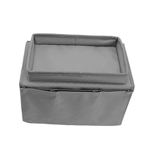 Sofa Tray Couch Arm Table Foldable Storage Holder with Large Tray and Side Pockets for Living Room Couch Organizer 600D Oxford Cloth (Gray) - color: Gray