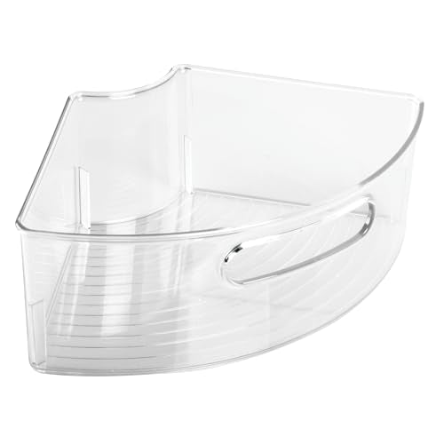 iDesign Plastic Lazy Susan Cabinet Storage Bin, 1/4 Wedge Container for Kitchen, Pantry, Counter, BPA-Free, 12.5 in x 6.75in x 4in Set of 4, Clear
