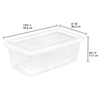 Sterilite 6 Quart Clear Storage Bins with Lids, 18-Pack Plastic Storage Containers, Clear Stackable Storage Bins Box for Closet, Garage, Classroom, Home Organization and Storage, Cloth Included - size: 6 Quart, style: 18 Pack