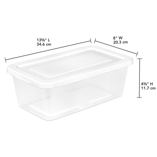 Sterilite 6 Quart Clear Storage Bins with Lids, 18-Pack Plastic Storage Containers, Clear Stackable Storage Bins Box for Closet, Garage, Classroom, Home Organization and Storage, Cloth Included - size: 6 Quart, style: 18 Pack