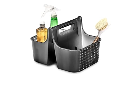 madesmart Portable Shower Caddy Tote with Soft Handle, Plastic Organizer for Soap, Shampoo & Bath Essentials, Carbon - color: Carbon, size: Large