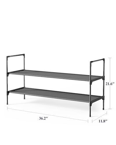 Kitsure Shoe Rack - 3-Tier Shoe Organizer, Shoe Rack for Closet, Entryway, Bedroom, Easy- Assembly Storage Shelf with Side Handles, 36.2" Wide - 2 Tiers, Black - color: Black, size: 36.2" Wide - 2 Tiers
