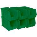 Akro-Mils 30265 AkroBins Plastic Storage Bins, Space-Saving Stackable Bins for Garage, Pantry, Craft Organization, 18-Inch x 8.25-Inch x 9-Inch, Green, 6-Pack - color: Green