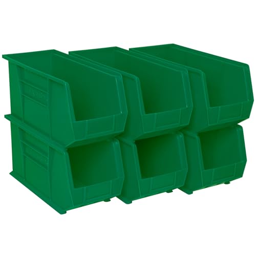Akro-Mils 30265 AkroBins Plastic Storage Bins, Space-Saving Stackable Bins for Garage, Pantry, Craft Organization, 18-Inch x 8.25-Inch x 9-Inch, Green, 6-Pack - color: Green