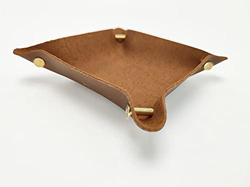 Leather Valet Tray Entryway Catchcall Tray Nightstand Organizer Storage for Wallets Watches Keys Holder Dish Bowl Coins Office Desk Accessory (Cinnamon-Crazy Horse Leather). - color: Cinnamon-crazy Horse Leather
