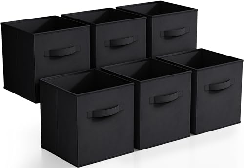 Sorbus Foldable Storage Cubes - 6 Pack, 11 Inch, Black, Fabric, Foldable, Storage and Organization, Versatile Use, Collapsible Storage, Lightweight and Durable - color: Black, size: 11 Inch
