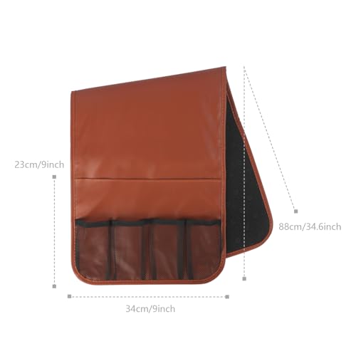IPENNY No-Slip PU Leather Sofa Armrest Organizer, Remote Control Holder Arm Chair Beside Storage Bag for Recliner with 5 Pockets (Brown) - color: Brown