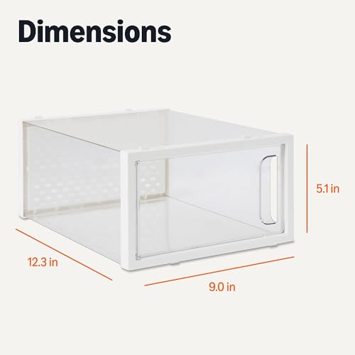 Amazon Basics Stackable and Foldable Clear Shoe Storage Organizer Box, Small, 12-Pack - size: Small