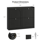 ONBRILL Shoe Cabinet with 4 Flip Drawers, Freestanding Ultra Slim Hidden Shoe Organizer with Classic Arched Pattern, 16-24 Pairs Shoe Storage Cabinet for Entryway Hallway Living Room (Black) - color: Black