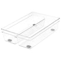 Glad Plastic Drawer Storage Tray – Heavy Duty Organizer Bin for Home, Kitchen, Bath, Bedroom, Office | Non-Slip Feet, 2-Compartment, Clear - size: 2-Compartment (Pack of 1)