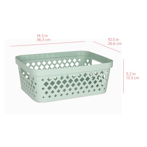 Glad Plastic Storage Basket Set, Value Pack of 6 | Open Storage Bins for Shelves, Bathroom, Pantry, Closet | Nesting Organizer Boxes with Handles, 2 Gallon, Sage - color: Sage, size: 2 Gallon