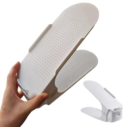 10 Pcs Shoe Stacker Adjustable Shoe Slots Organizer Shoes Slots Space Saver Double Deck Rack Holder for Closet Organization Shoe Storage
