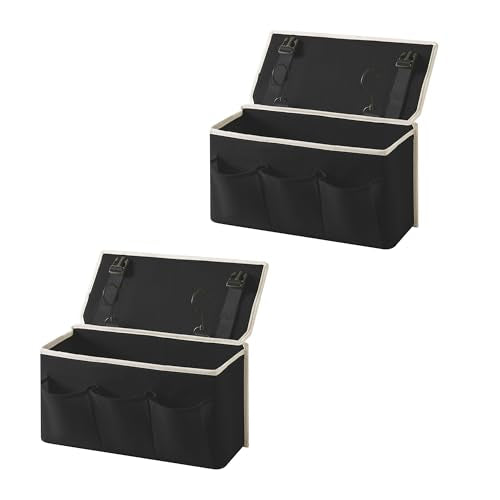 Bedside Caddy/Bedside Storage Organizer Hanging Bag with Three Options,Suitable for home beds, sofas, and dormitory beds—can hold magazines, books, phones, iPads, remote controls. (2-Pack Black) - color: 2-Pack Black