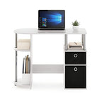 Furinno Jaya Simplistic Computer Study Desk, White Oak/Chrome/Black - color: White Oak/Stainless Steel/Black