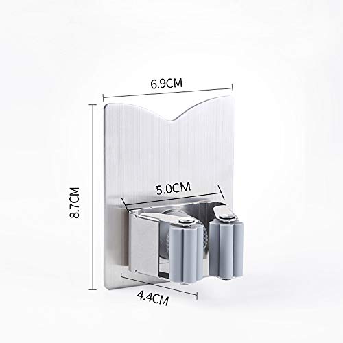 HANZE Stainless Steel Mop Broom Holder Organizer, Self Adhesive Wall Mounted Mop Organizer Storage Rack Clip for Kitchen Bathroom and Garage (Model 2 (2 Pakck)) - color: Model 2 (2 Pakck)
