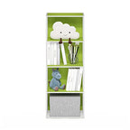 Furinno Luder Bookcase / Book / Storage, 4-Tier, Green/White - color: White/Green, size: 4-Tier, 9.3 x 15.6 x 41.7