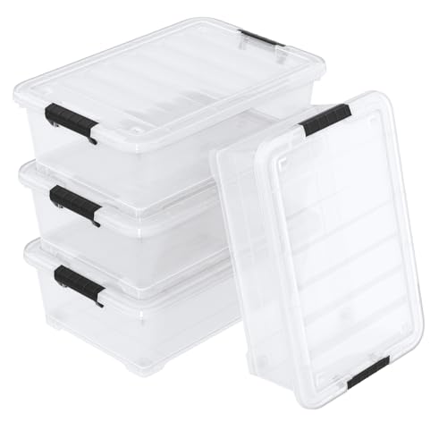20L Under Bed Storage Containers, Closet Organizers and Storage Bins, Under Bed Storage Box with Wheels, Set of 4 - size: 20L