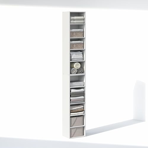 Furinno PASIR 10-Tier Closet Organizers and Storage, Open Shelf, Storage Organizer, 12-Inch Width, for Closet, Bedroom, White - color: White, size: 10-Tier; 12"W