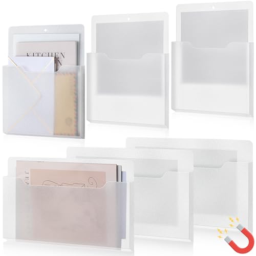 Fuutreo 6 Pcs Magnetic Wall File Organizer Magnetic Wall File Holder Refrigerator Magazine Holder for Mail Letters Paper(Clear,Horizontal & Vertical) - color: Clear, size: Horizontal & Vertical