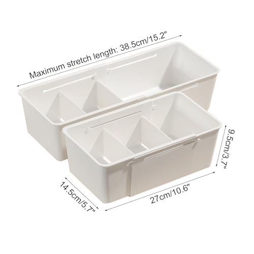 MiOYOOW Multifunctional Drawer Organizer, Adjustable Expandable Storage Bin, Kitchen Utensils Holder Tray with Dividers for Bathroom Bedroom Wardrobe Office - color: Wide