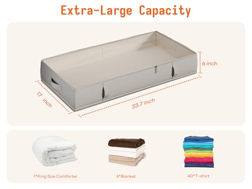 Vailando Storage Containers, 8 Inches Tall 80L Underbed Storage Bins with Sturdy Handles and Sidewalls, Closet Organizer for Clothes, Blankets, Seasonal Items, Light gray, 2-Pack - color: Gray, size: 8 Inches Tall