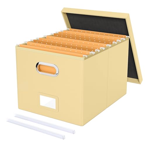 Oterri Storage File Box(New) (Cream-yellow(Leather), 1 pack), AM03118 - color: Cream-yellow(Leather), size: 1 pack