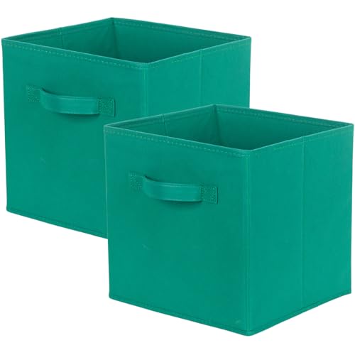 PowerKing Collapsible Storage Cubes with Handles, Fabric Foldable Bins for Closet Shelves, Durable Organization Storage Bins, 10.5'' x 11'' x 10.5'' (2Pack, Forest Green) - color: Forest Green, size: 2Pack