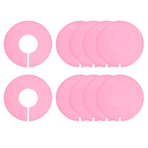 uxcell 10 Pcs Clothes Dividers,Round Closet Rack Dividers Clothing Rack Size Dividers Blank Labels Writable & Reusable for Hanging Clothes Sorting Size, Pink - color: Pink