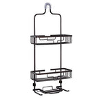 Zenna Home Rustproof Hanging Shower Caddy, Over the Shower Head Caddy with 2 Shelves and Built In Hooks, Aluminum Bathroom Hanging Organizer, Bronze - color: Bronze