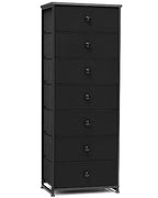 Crestlive Products Tall Dresser, 7-Drawer Fabric Storage Tower, Chests of Drawers - Vertical Organizer Unit for Bedroom, Hallway, Entryway, Nursery, Closets - Steel Frame, Wood Top & Handles (Black) - color: Black, style: Narrow-7 Drawers