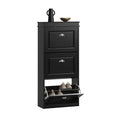 Haotian FSR94-SCH, Black Shoe Cabinet with 3 Flip Drawers, Freestanding Shoe Rack, Shoe Storage Rack(9.4" D x 20.9" W x 46.1" H) - color: Black, size: 3 Drawers:20.8x9.4x46"