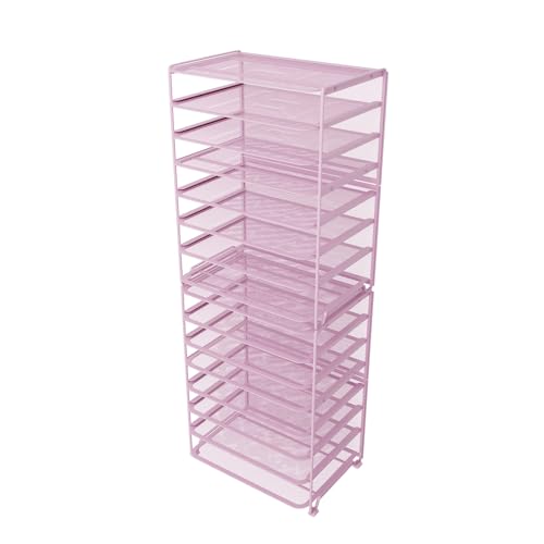 Simple Trending 2 Pack 8 Tier Letter Tray Paper - Mesh Desk File Organizer for Office School Desktop, Pink - color: 2 Pack 8 Tier Pink-Mesh Desk