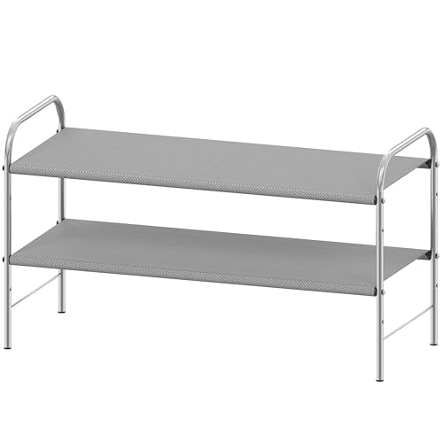Simple Houseware 2-Tier Shoe Rack Storage Organizer, Grey - color: Grey, size: 2-Tier